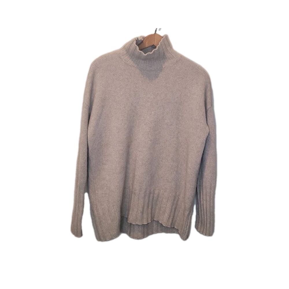 Not Monday Beige Cashmere Turtleneck Elsie Sweater Small Quiet Luxury Minimalist